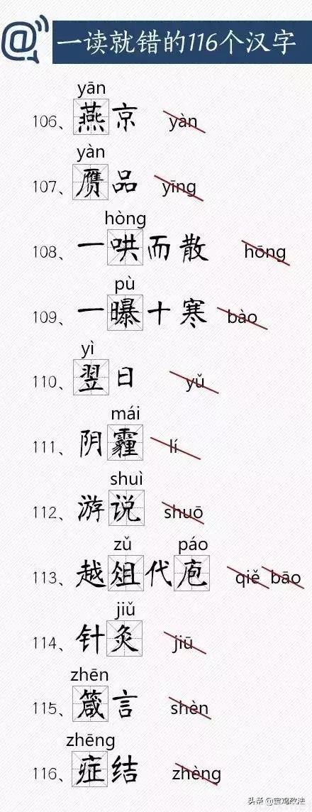 一读就错的116个汉字，快把正确读音教给孩子！
