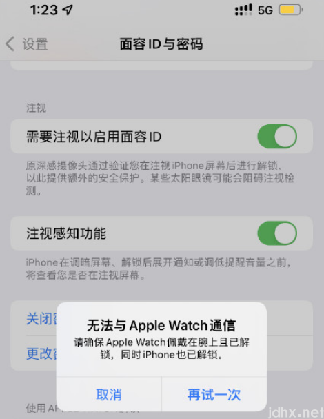 iPhone13无法用Apple Watch解锁怎么回事2